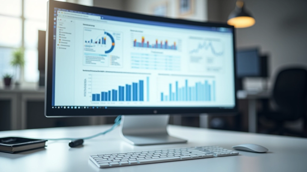 Computer-Monitor zeigt statistisches Portal mit verschiedenen Datenvisualisierungen, Balkendiagrammen und Tabellen zum Arbeitsmarkt